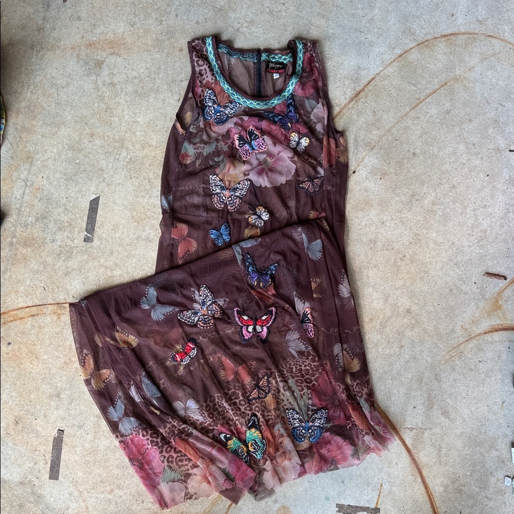 Johnny Was Multicolor Butterfly Maxi Dress